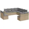 vidaXL Salon de jardin 11 pcs avec coussins beige résine tressée