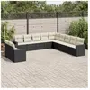 vidaXL Salon de jardin 11 pcs avec coussins noir résine tressée