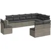 vidaXL Salon de jardin avec coussins 10 pcs gris résine tressée