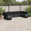 vidaXL Salon de jardin 10 pcs avec coussins noir résine tressée