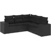vidaXL Salon de jardin 5 pcs avec coussins noir résine tressée