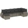 vidaXL Salon de jardin avec coussins 7 pcs gris résine tressée