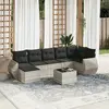 vidaXL Salon de jardin 8 pcs avec coussins gris clair résine tressée