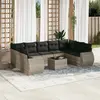 vidaXL Salon de jardin avec coussins 10 pcs gris clair résine tressée