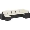vidaXL Salon de jardin 7 pcs avec coussins noir résine tressée