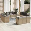vidaXL Salon de jardin avec coussins 12 pcs beige résine tressée