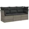 vidaXL Salon de jardin avec coussins 3 pcs gris résine tressée