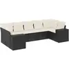 vidaXL Salon de jardin 7 pcs avec coussins noir résine tressée