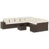 vidaXL Salon de jardin et coussins 11 pcs marron résine tressée