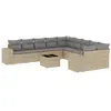 vidaXL Salon de jardin 11 pcs avec coussins beige résine tressée