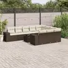 vidaXL Salon de jardin et coussins 11 pcs marron résine tressée