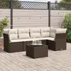 vidaXL Salon de jardin avec coussins 6 pcs marron résine tressée