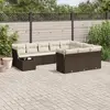 vidaXL Salon de jardin et coussins 11 pcs marron résine tressée