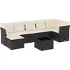 vidaXL Salon de jardin 8 pcs avec coussins noir résine tressée