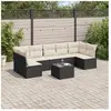 vidaXL Salon de jardin 8 pcs avec coussins noir résine tressée