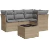 vidaXL Salon de jardin avec coussins 5 pcs beige résine tressée