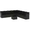 vidaXL Salon de jardin 10 pcs avec coussins noir résine tressée