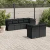 vidaXL Salon de jardin 7 pcs avec coussins noir résine tressée