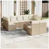 vidaXL Salon de jardin avec coussins 10 pcs beige résine tressée