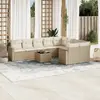 vidaXL Salon de jardin avec coussins 10 pcs beige résine tressée