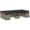 vidaXL Salon de jardin 11 pcs avec coussins gris résine tressée