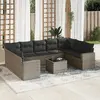 vidaXL Salon de jardin avec coussins 10 pcs gris résine tressée