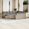 vidaXL Salon de jardin 11 pcs avec coussins beige résine tressée