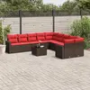 vidaXL Salon de jardin et coussins 11 pcs marron résine tressée