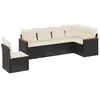 vidaXL Salon de jardin 6 pcs avec coussins noir résine tressée