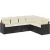vidaXL Salon de jardin 6 pcs avec coussins noir résine tressée