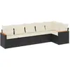 vidaXL Salon de jardin 6 pcs avec coussins noir résine tressée