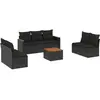 vidaXL Salon de jardin 8 pcs avec coussins noir résine tressée