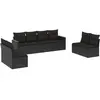 vidaXL Salon de jardin 8 pcs avec coussins noir résine tressée