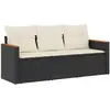 vidaXL Salon de jardin 3 pcs avec coussins noir résine tressée