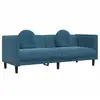 vidaXL Canapé avec coussins 3 places bleu velours