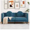 vidaXL Canapé avec coussins 2 places bleu velours