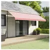 vidaXL Tissu de remplacement de cantonnière d’auvent rouge blanc 5 m