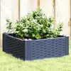 vidaXL Jardinière avec piquets gris 42,5x42,5x28,5 cm PP