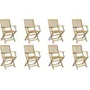 vidaXL Chaises de jardin pliantes lot de 8 54,5x58x90 cm bois d'acacia