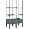 vidaXL Plantenbak met latwerk 80x40x142,5 cm polypropeen grijs367951