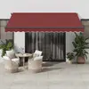vidaXL Auvent manuel rétractable avec LED bordeaux 400x350 cm