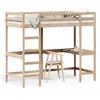Lit superposé avec bureau 100x200 cm bois de pin massif Vidaxl Natural