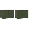 vidaXL Meubles TV 2 pcs vert olive 67x39x44 cm acier