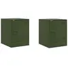 vidaXL Tables de chevet 2 pcs noir vert olive 34,5x39x44 cm acier