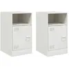 vidaXL Tables de chevet 2 pcs blanc 34,5x39x62 cm acier