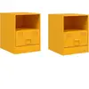 vidaXL Tables de chevet 2 pcs jaune moutarde 34,5x39x44 cm acier