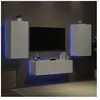 vidaXL Meuble TV muraux 3 pcs avec lumières LED blanc