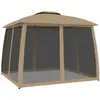 vidaXL Vidaxl Tonnelle Avec Double Toit Et Parois En Filet Taupe Acier