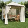 vidaXL Tonnelle avec parois en filet crème 2,93x2,93 m acier