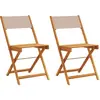 vidaXL Chaises de bistrot lot de 2 taupe bois d'acacia massif et tissu